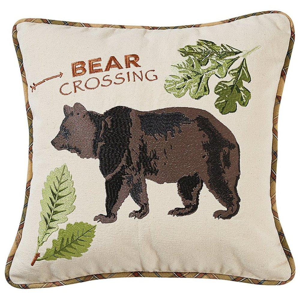 New PARK DESIGNS Embroidery Bear Fall Pillow Cover